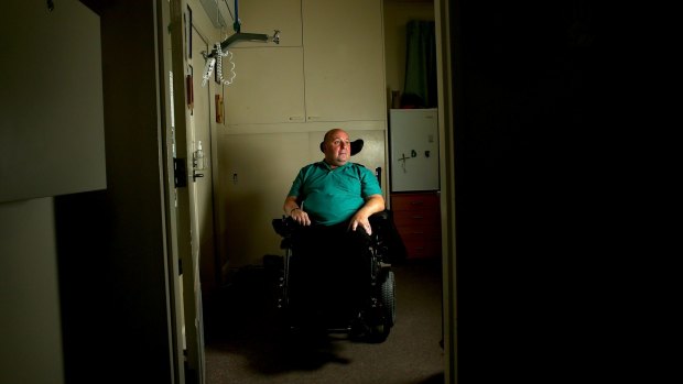 Anthony Virgona, 55, in his room at Cyril Jewell House in Keilor East.