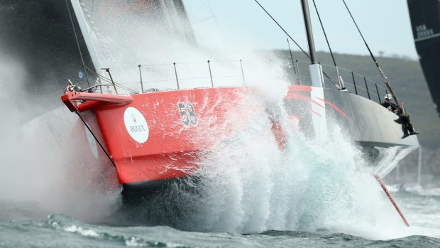 Super-maxi Comanche races during the 2015 Sydney to Hobart.