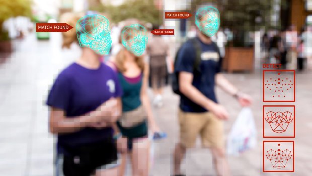 A screenshot of artificial intelligence software identifying people from video footage.