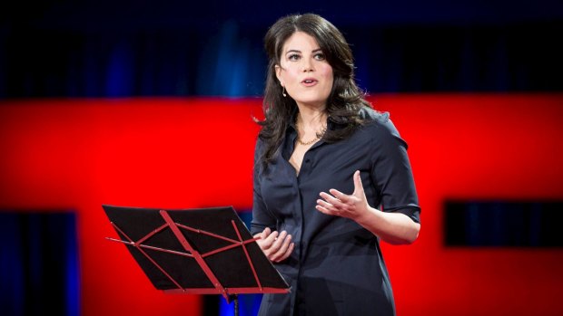 Monica Lewinsky during her TED talk in Vancouver, Canada.