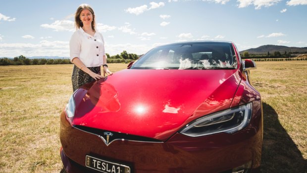 President of the Tesla Owners Club of Australia Jude Burger at Pialligo Estate.