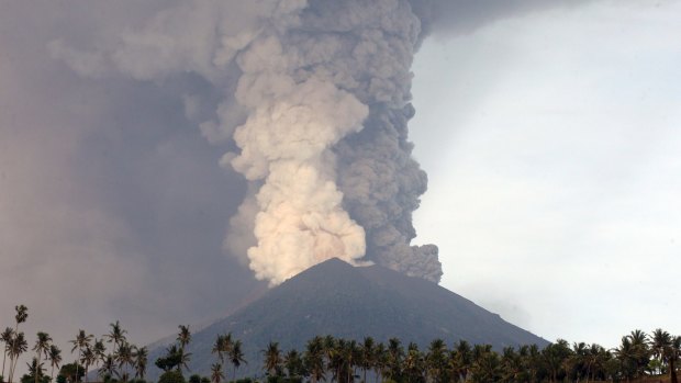 The Mount Agung volcano on Monday. 