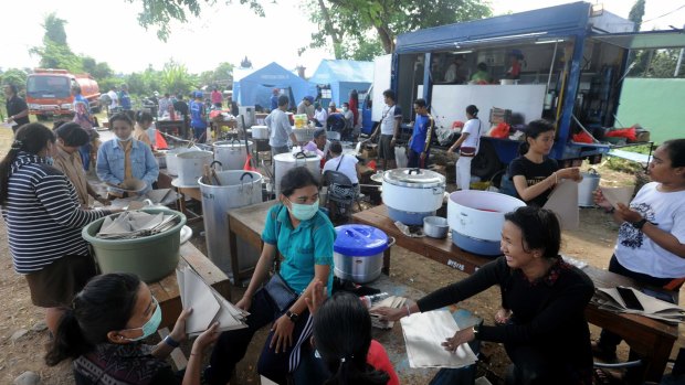 The evacuee centre at Klungkung sport centre.