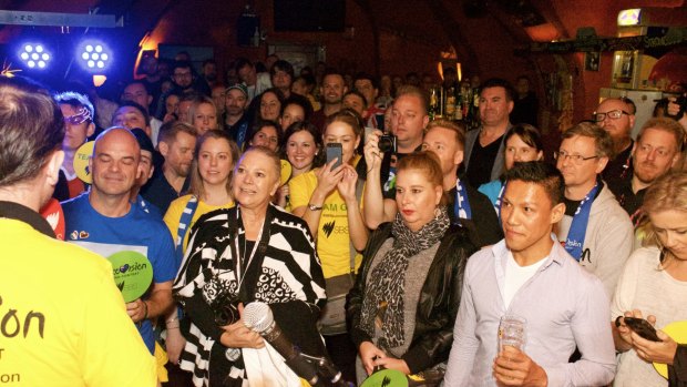 Australian fans at The Australian Eurovision 2015 party in Vienna. 
