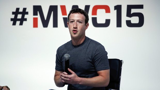 One rule: Mark Zuckerberg speaks at the Mobile World Congress in Barcelona.