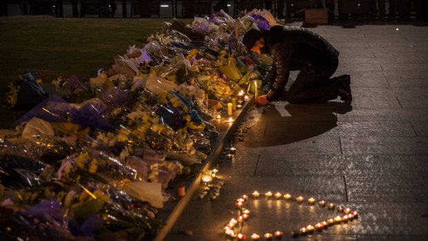 A makeshift memorial at the site of the stampede in Shangahi.