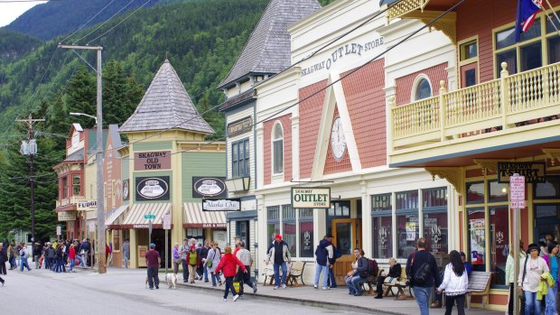 Downtown Skagway, which prospered during the Klondike Gold Rush.