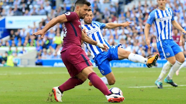 Hot start: Mat Ryan's Brighton & Hove Albion had it tough against high flyers Manchester City.