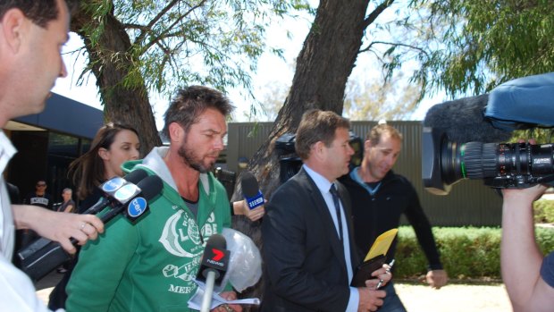 Ben Cousins leaving Armadale Magistrates Court in October 2016 after being held by police overnight. 