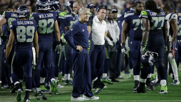 "Cannot believe that play call": Seahawks head coach Pete Carroll after Russell Wilson was intercepted by Patriots strong safety Malcolm Butler.