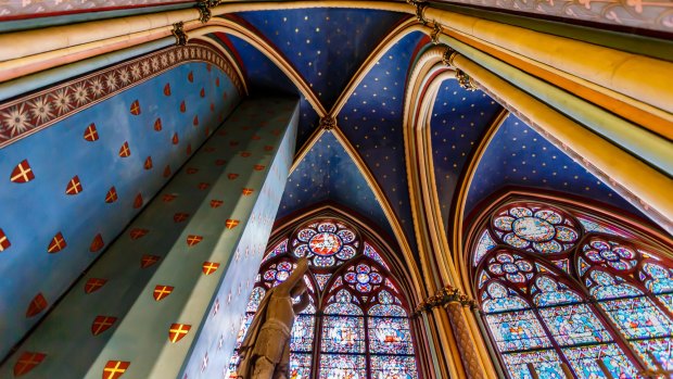 The interior of Notre Dame de Paris Cathedral. Construction began in the year 1163 and was completed in 1345.