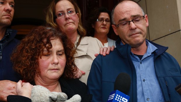 Patrick Cronin's parents Matt and Robyn speaks to the media after a hearing last year.