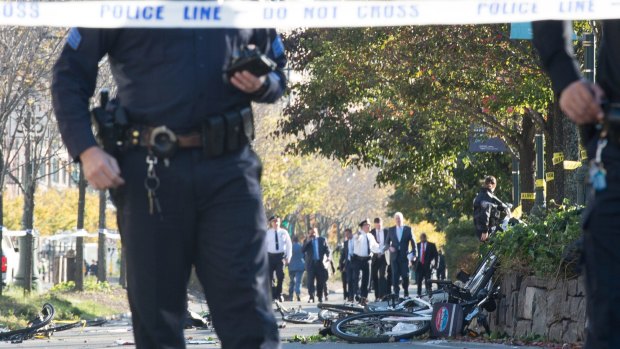 Eight people were killed and 11 injured when the ute sped down a busy bike path in Lower Manhattan.