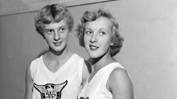 Betty Cuthbert (left) with twin sister Marie Cuthbert.