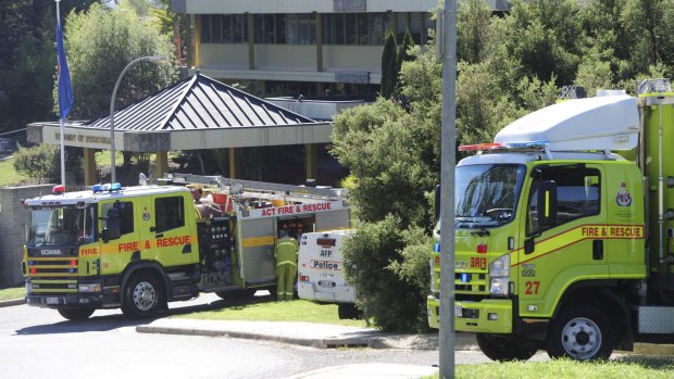 ACT Fire and Rescue attend an incident at the Indonesian
embassy in Yarralumla.