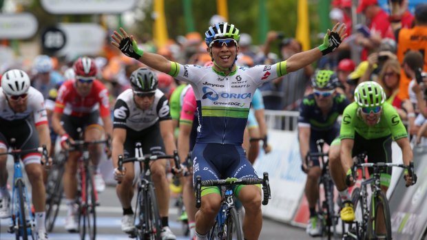 Speed machine: Orica-GreenEDGE rider Caleb Ewan wins stage one of the Tour Down Under.