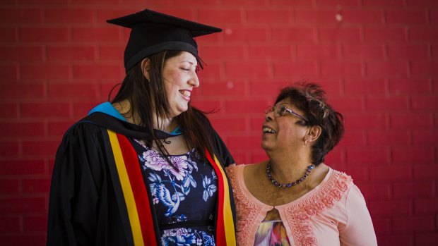 Heart: Dr Jessica King, the first Aboriginal graduate of the ANU Medical School, celebrates with her proud mother Dr Christine Fejo-King. 