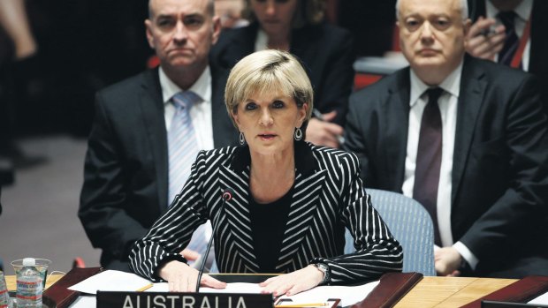 Australia's Foreign Minister Julie Bishop speaks to members of the Security Council last year.