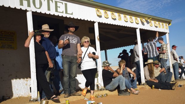 Drinkers at Birdsville Hotel during the annual Birdsville races in September.