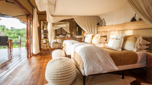 A suite at Mwiba Lodge.