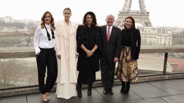 Australian accents: (From left) Courtney Miller, a model in Camilla and Marc, Camilla, ambassador Stephen Brady and <i>Vogue Australia</i> editor in chief Edwina McCann. 