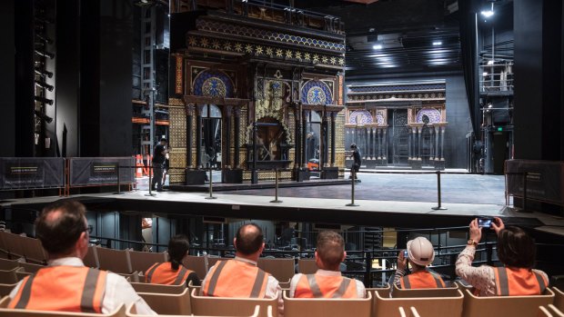 Stagehands show the improvements to the Joan Sutherland Theatre. 