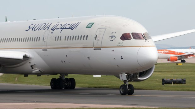 A Saudia Boeing 787-9 Dreamliner. Saudia most flies domestic and point-to-point flights to and from Saudi Arabia. The new airline will use Riyadh as a transit hub for connecting flights.