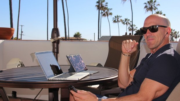 Man with the plan: Jarryd Hayne's US agent Jack Bechta at his home in La Jolla, San Diego.