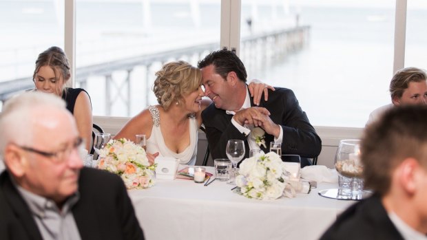 Jenny Burkitt and Doug Stevens on their wedding day at The Baths in Sorrento last Saturday.