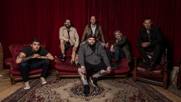 Dan Sultan (left), has enjoyed working with other artists such as Dan 'Trials' Rankine, John Bartlett, Paul Kelly, Paul Bartlett and Adam 'Briggs' Briggs (front),.
