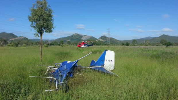 The wreckage of one of the crashed ultralights.