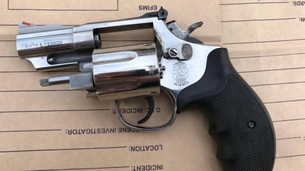 A revolver seized by police at St Marys on Thursday.