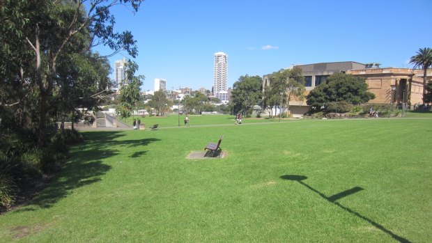 The part of the Domain reclaimed from expressway after construction of the "land ridge". Photo: Supplied by Andrew Andersons