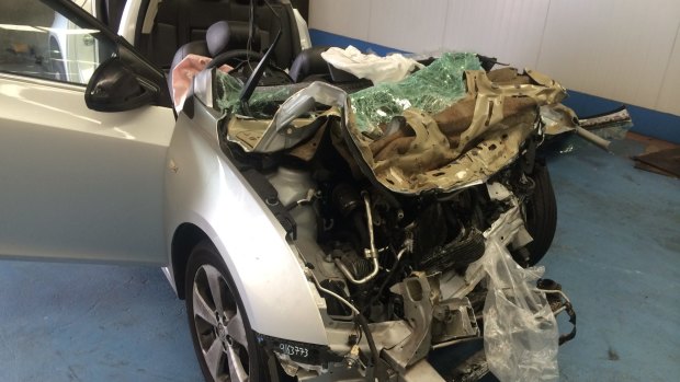 The state of Kelly Haywood's car after the crash says a lot about the violence of the collision.