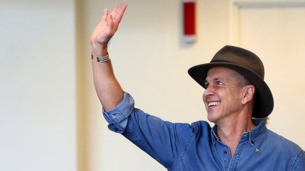 Australian journalist Peter Greste arrives home after being deported from Egypt.