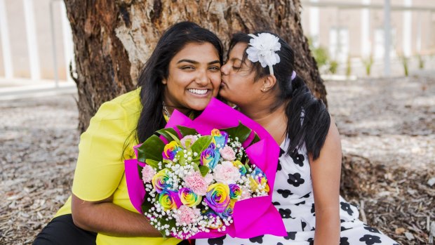 Nipuni Wijewickrema and her sister Gayana who has Down syndrome. 