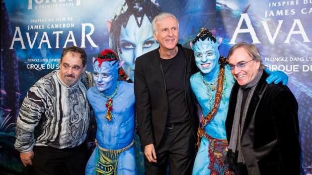 President and CEO of Cirque du Soleil, Daniel Lamarre (right) with Avatar creator James Cameron (middle). China will be one of the markets outside North America to host Cirque's Avatar-inspired show.