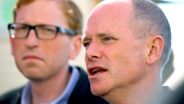 Defeated LNP candidate Bob Andersen with Premier Campbell Newman.