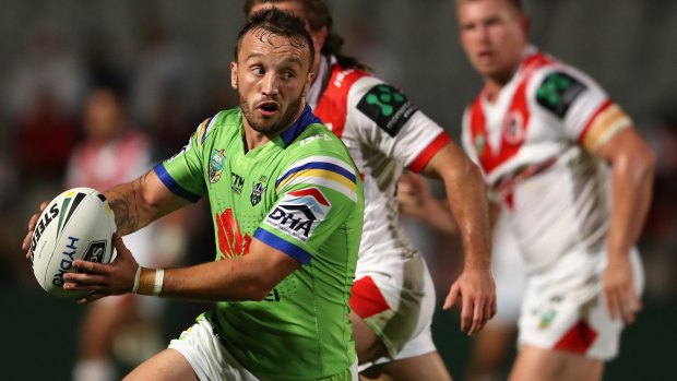 Canberra Raiders hooker Josh Hodgson has been moving across to lock to provide an extra attacking option.