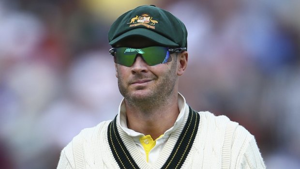 Tough times: Michael Clarke grimaces during the final day of the third Ashes Test at Edgbaston.