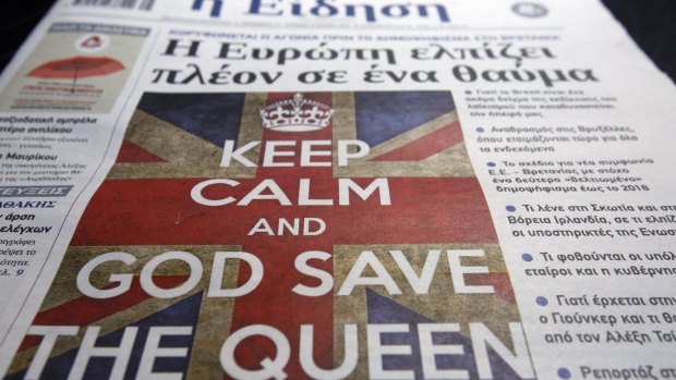 A Greek newspaper with the cover headline of "Europe Hopes For A Miracle" in reference to the referendum in Britain over whether to remain in the European Union.