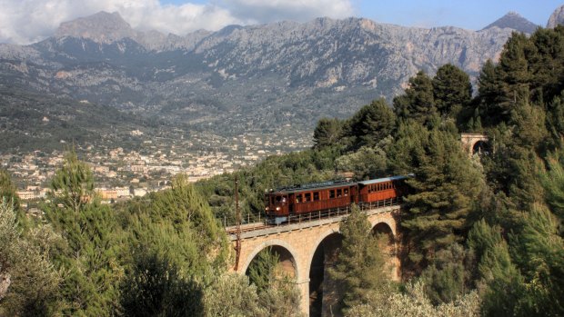 The Tren de Soller, it connects Palma, Majorca's vibrant capital, with the postcard-pretty rural town of Soller.