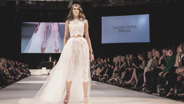 Naomi Peris Bridal's collection on the runway at Fashfest in 2016.