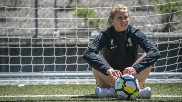 Canberra United import Elise Thorsnes chose soccer over shot put after winning the Norway under-15 national title. 