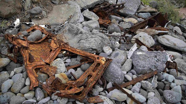 Debris that has washed on to the Jamaique beach in Saint-Denis on Reunion.