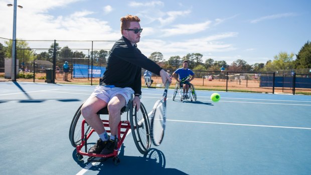 Our sports journalist Eamonn Tiernan had a crack at wheelchair tennis with Australian number two Stephan Rochecouste. 