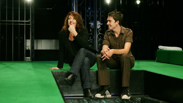 Matt Lutton with Louise Fox on the set of <i>Tartuffe</i> in 2008.