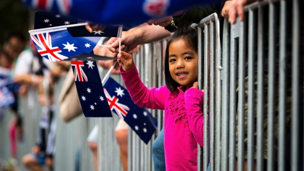 A child in Melbourne celebrating this year's Australia Day.