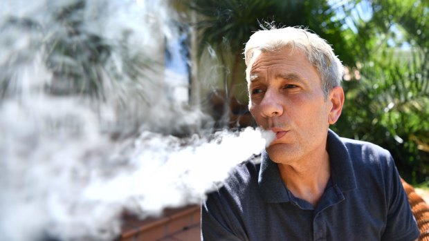 David Stephens has quit smoking is using an e-cigarette. 