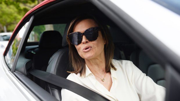 Lisa Wilkinson outside her Sydney home on Tuesday morning.